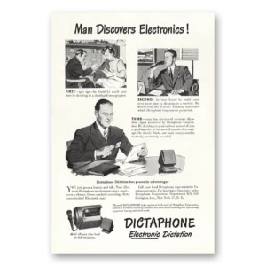 1947 Dictaphone Print Ad | Man Discovers