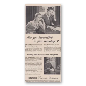1947 Dictaphone Print Ad | Handcuffed Secretary