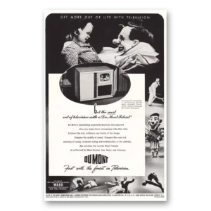 1947 DuMont Television Print Ad | Clowns Get More