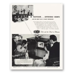 1947 DuMont Television Print Ad | Experience Counts