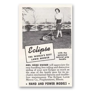 1947 Eclipse Mowers Print Ad | Mrs Home Owner