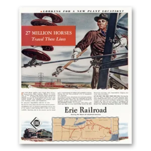 1947 Erie Railroad Print Ad | Million Horses