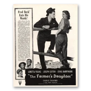 1947 Farmers Daughter Movie Promo Print Ad | Loretta Young