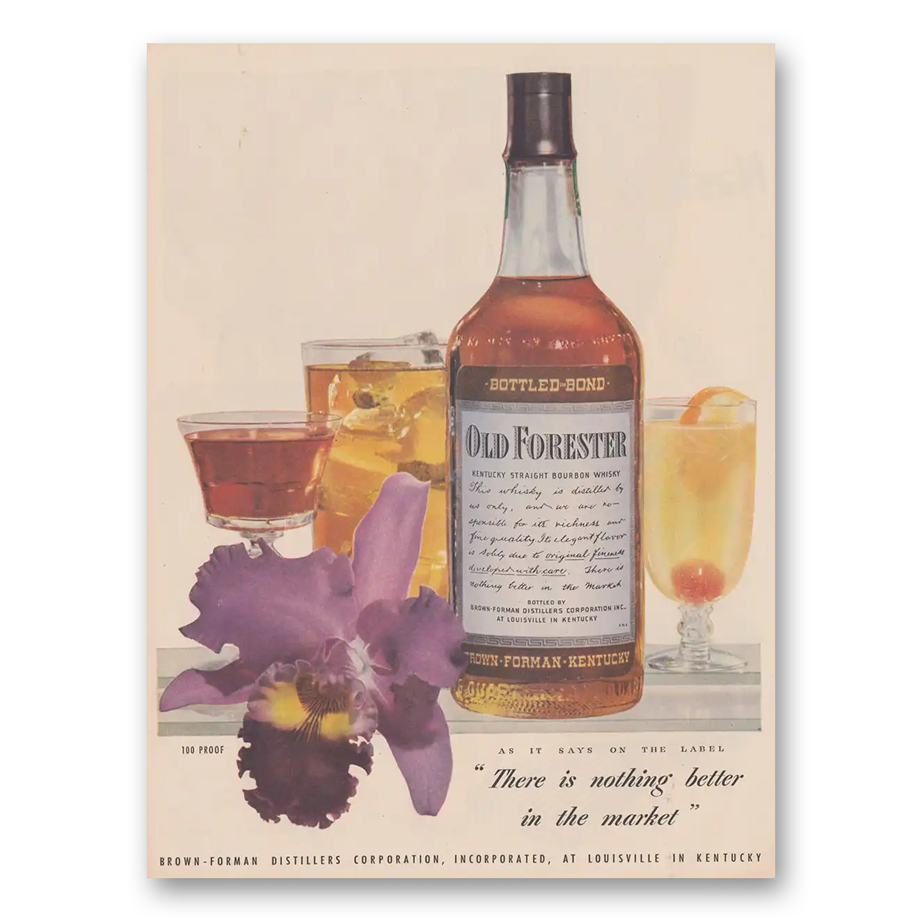 1947 Old Forester Whisky Print Ad | Nothing Better