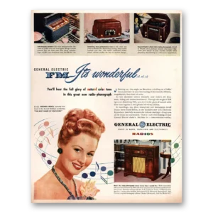 1947 General Electric Radio Print Ad | Virginia Mayo