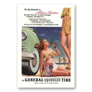 1947 General Squeege Tires Print Ad | Action Traction