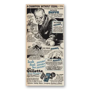 1947 Gillette Blue Blades Print Ad | Willie Hoppe