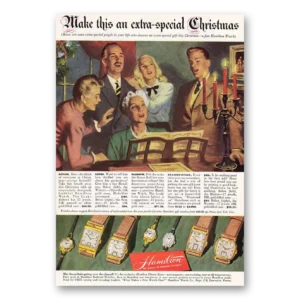 1947 Hamilton Watch Print Ad | Christmas