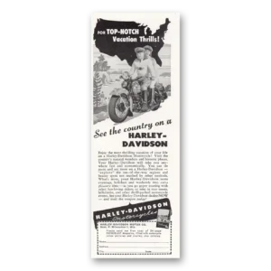 1947 Harley Davidson Print Ad | Top Notch Thrills