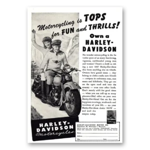 1947 Harley Davidson Print Ad | Motorcycling