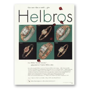 1947 Helbros Watch Print Ad | Jewelled Accuracy