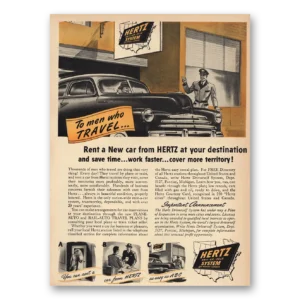 1947 Hertz Print Ad | To Men Who Travel
