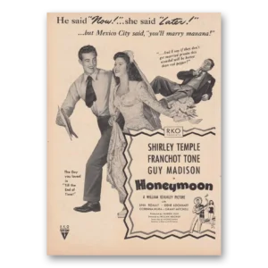 1947 Honeymoon Movie Promo Print Ad | Shirley Temple