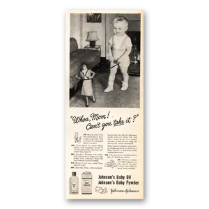 1947 Johnsons Baby Oil Print Ad | Whoa Mom