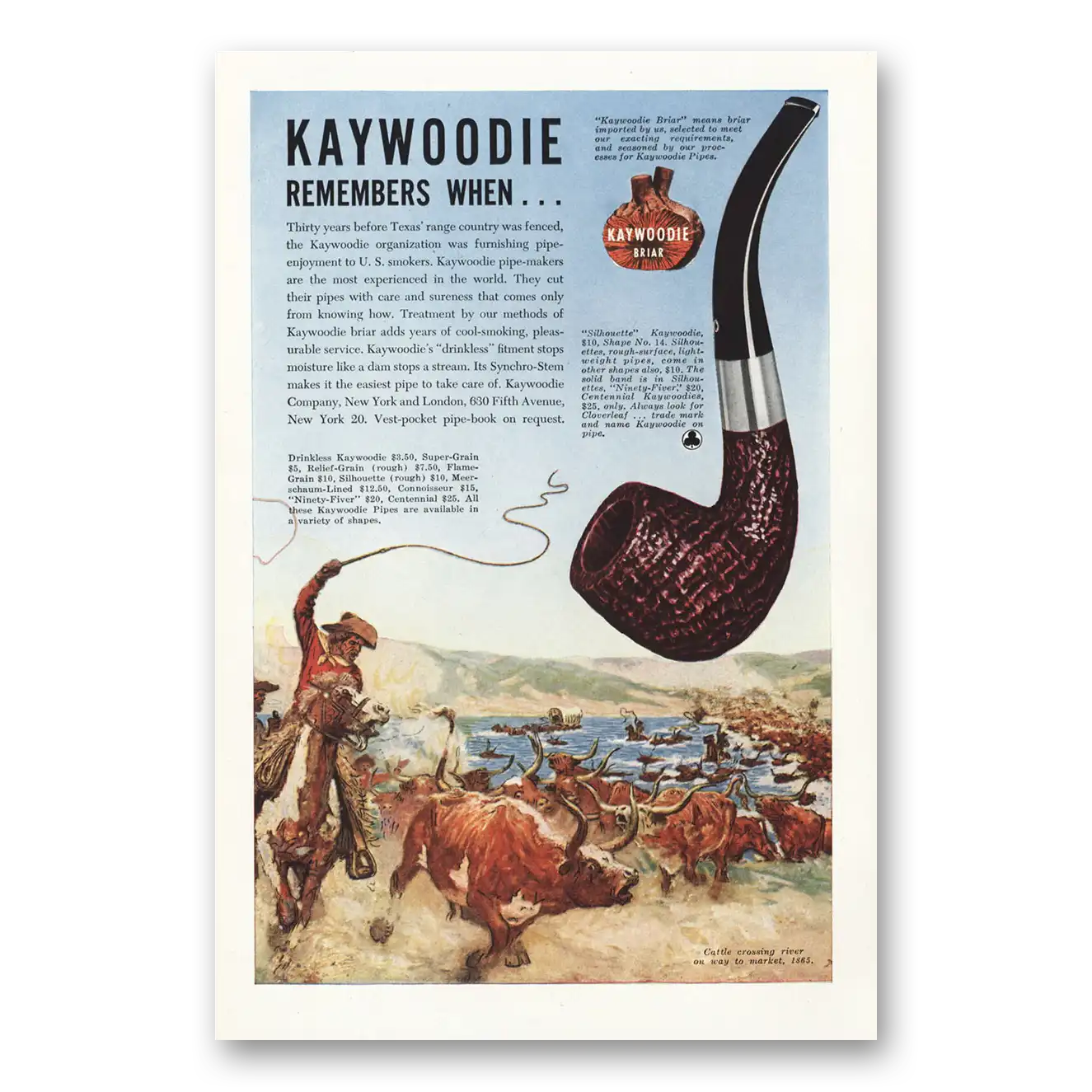 1947 Briar Pipe Print Ad | Crossing River