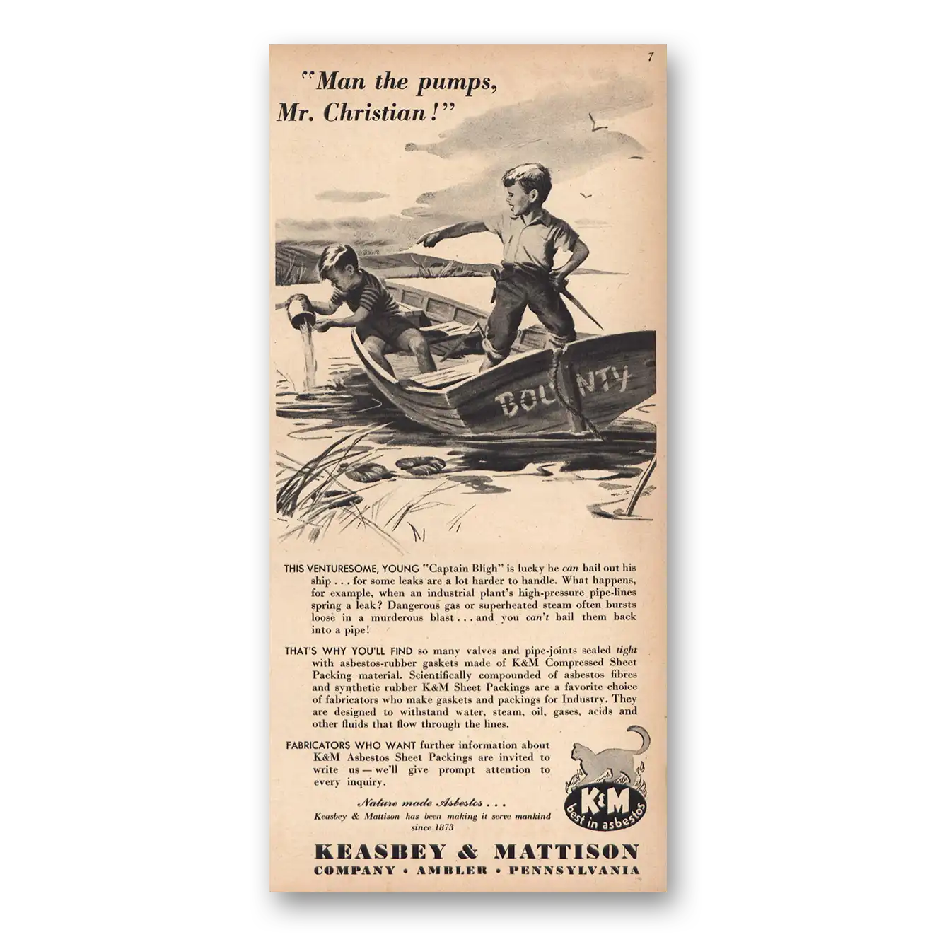 1947 Keasbey & Mattison Print Ad | Mr Christian