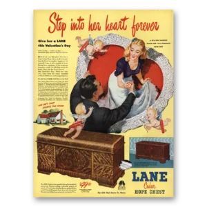 1947 Lane Cedar Hope Chest Print Ad | Heart Forever