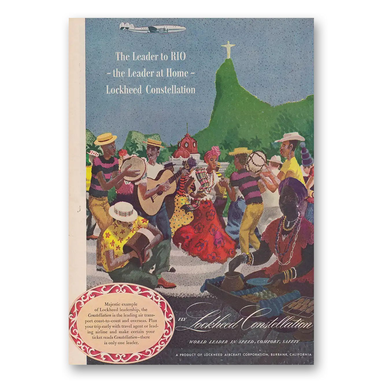 1947 Lockheed Constellation Print Ad | Leader Rio
