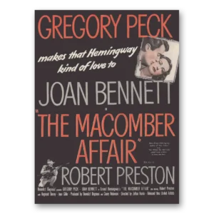 1947 The Macomber Affair Movie Promo Print Ad | Gregory Peck