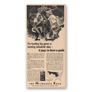 1947 Milwaukee Road Print Ad | Hunting Big Game