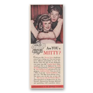 1947 Secret Life of Walter Mitty Movie Promo Print Ad | Are You Mitty