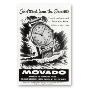 1947 Movado Watch Print Ad | Sheltered