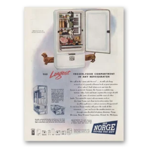 1947 Norge Refrigerator Print Ad | Frozen Food