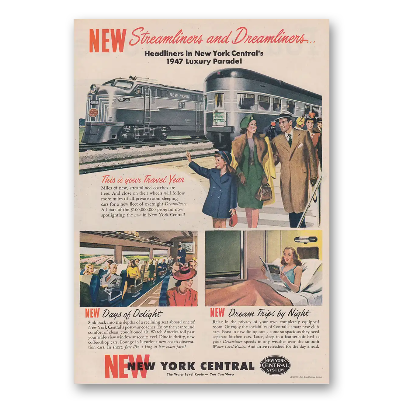 1947 New York Central Print Ad | Luxury Parade