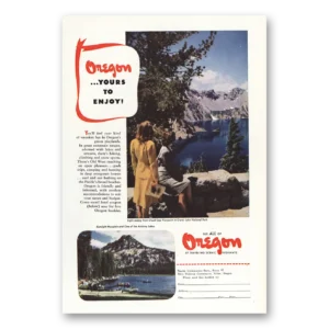 1947 Oregon Print Ad | Crater Lake