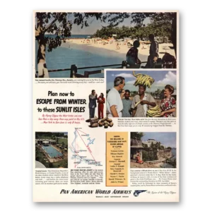 1947 Pan Am Print Ad | Sunlit Isles
