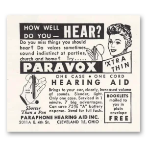 1947 Paravox Hearing Aid Print Ad | Do You Hear