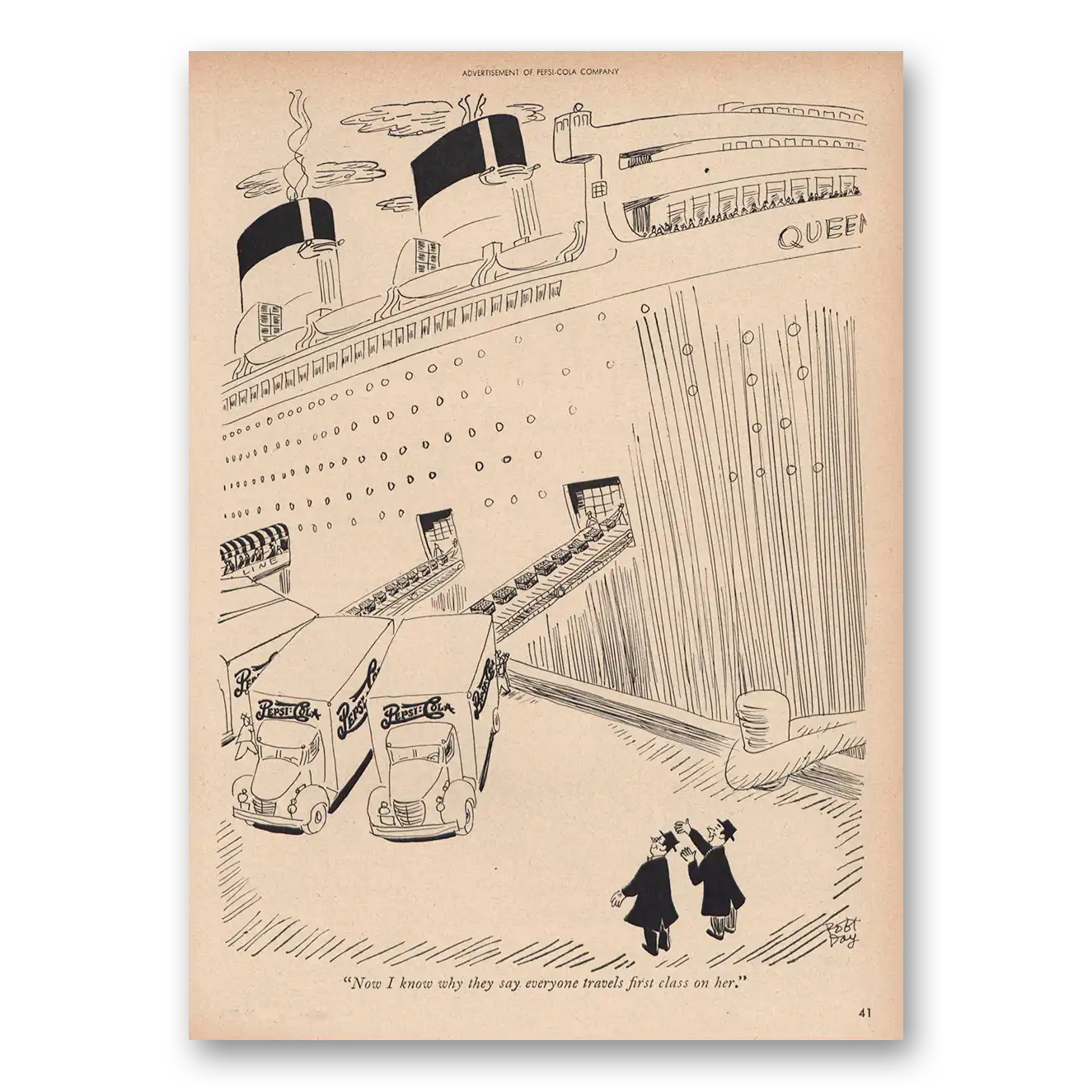 1947 Pepsi Print Ad | Everybody Travels First Class