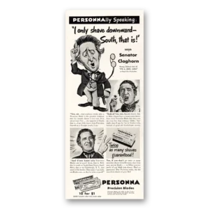 1947 Personna Precision Blades Print Ad | Senator Claghorn