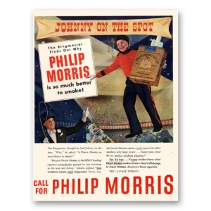 1947 Philip Morris Cigarettes Print Ad | Johnny On Spot
