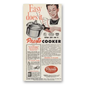 1947 National Pressure Cooker Print Ad | Easy Does It