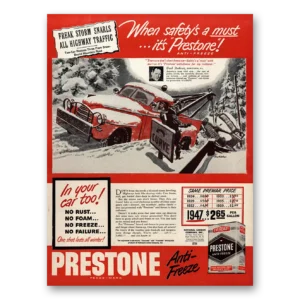 1947 Prestone Anti Freeze Print Ad | Freak Storm