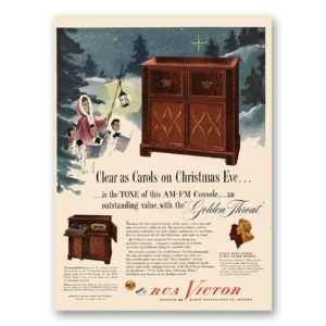 1947 RCA Victor AM FM Console Print Ad | Christmas Eve