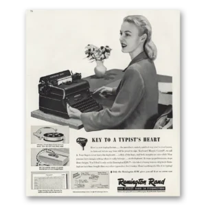 1947 Remington Typewriter Print Ad | Typists Heart