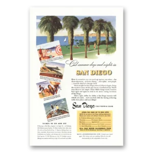 1947 San Diego California Print Ad | Cool Summer