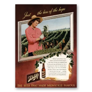 1947 Schlitz Beer Print Ad | Bud Flowers