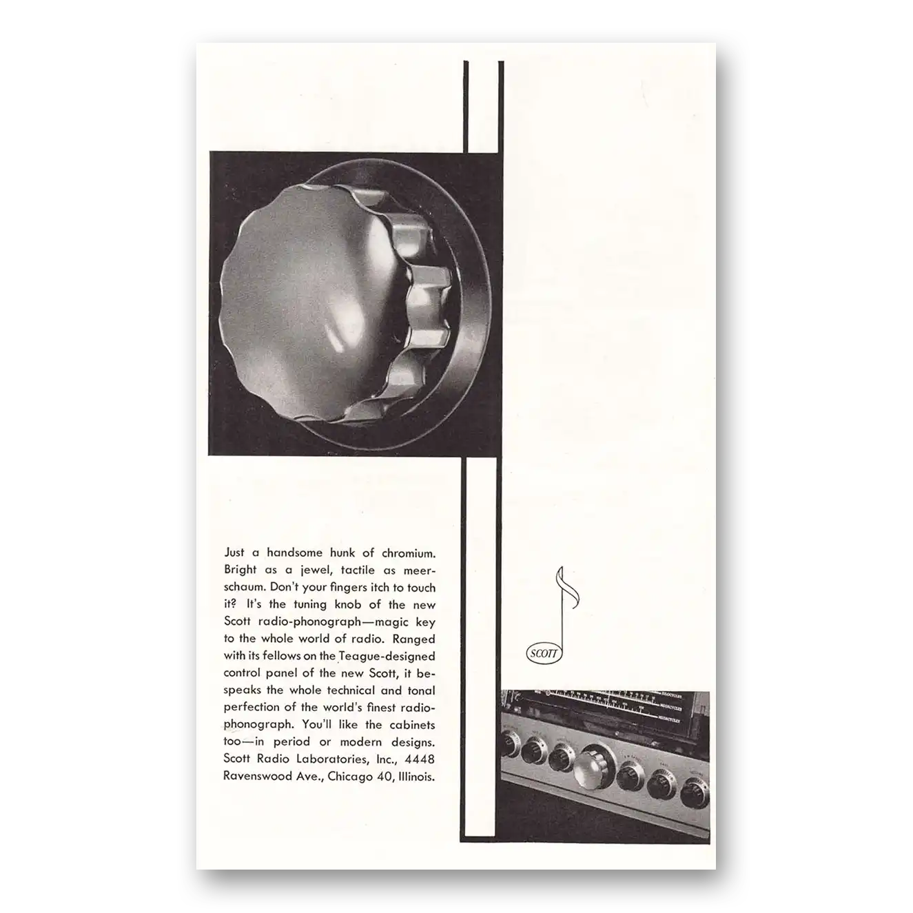 1947 Scott Radio Print Ad | Handsome Hunk