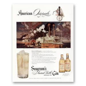 1947 Seagrams Ancient Bottle Gin Print Ad | Steamboat Racings