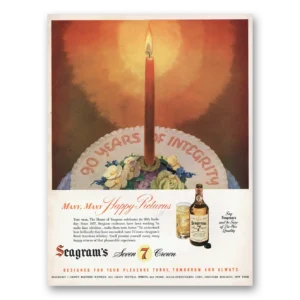 1947 Seagrams 7 Crown Whiskey Print Ad | Happy Returns