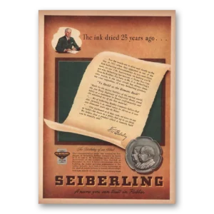 1947 Seiberling Tires Print Ad | Ink Dried