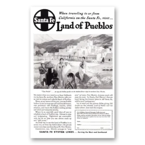 1947 Santa Fe Railway Print Ad | Land Pueblos