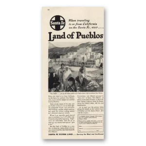 1947 Santa Fe Railway Print Ad | Land Pueblos