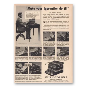 1947 Smith Corona Typewriters Print Ad | Make Typewriter Do It