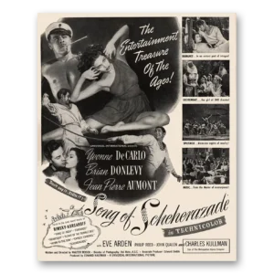 1947 Song of Scheherazade Movie Promo Print Ad | Yvonne Decarlo