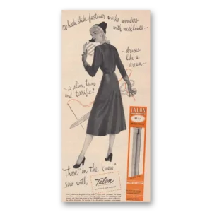 1947 Talon Slide Fastener Print Ad | Zipper Slide