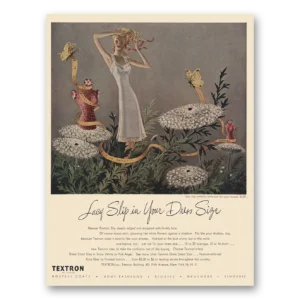 1947 Textron Lacy Slip Print Ad | Dress Size